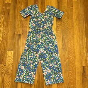 Alice+Ames Blue Yellow Flower Short Sleeves Pants Jumper Girls 5 Spring Summer